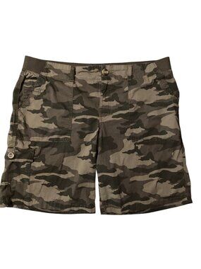 Women's SONOMA Comfort Waist Camo Camouflage Cargo Shorts Size 16 / 9" Inseam